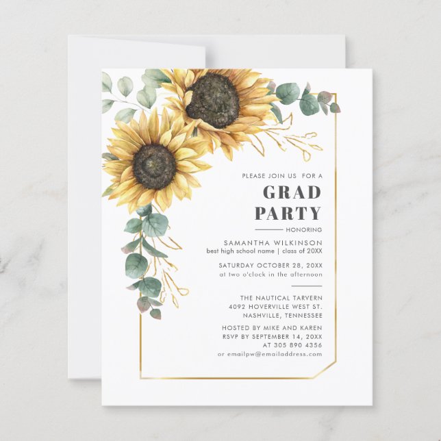 Graduation Florale 2025 Tournesol Party Invitation (Devant)