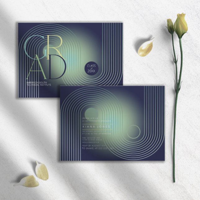 Graduation géométrique Art déco moderne Marine ID9 (Créateur téléchargé)