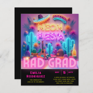 Graduation Glow Party Invitación Fiesta de Neón