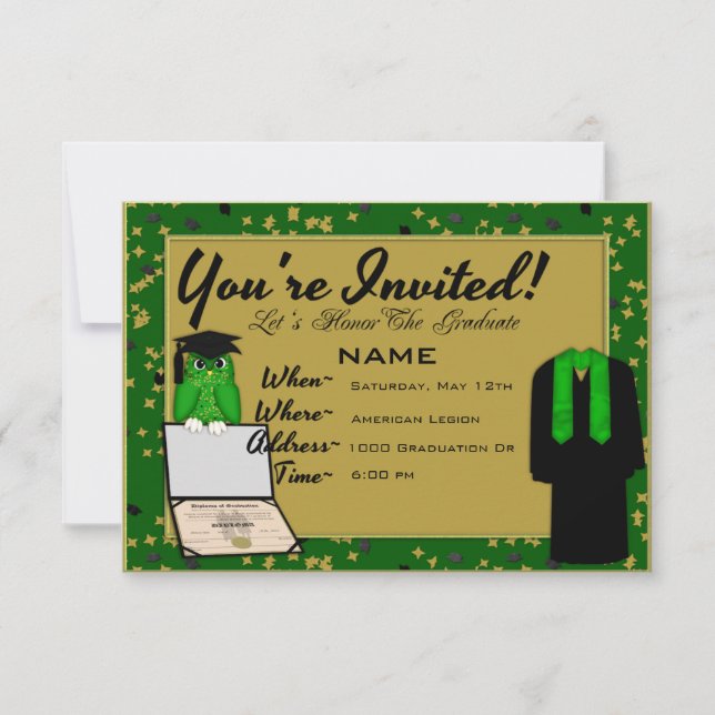 Graduation Gown et Stole Green Invitations (Devant)