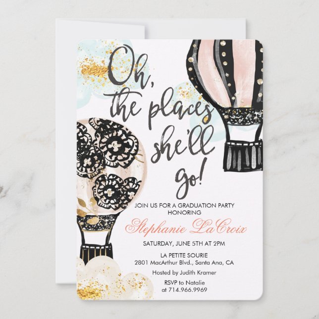 Graduation Hot Air Balloon Invitation (Devant)