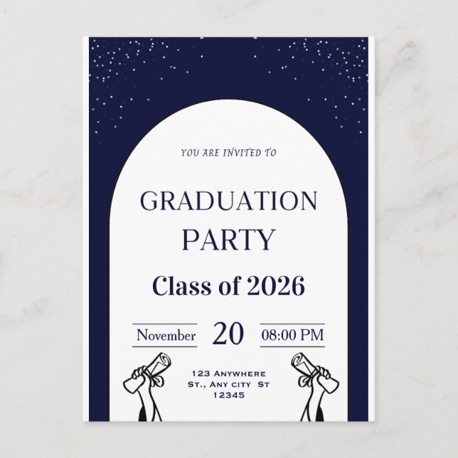 Graduation Invitation Card | Modern Grad Party Inv (Devant)