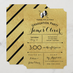 Graduation Invitation Théâtre majeur Or et Noir