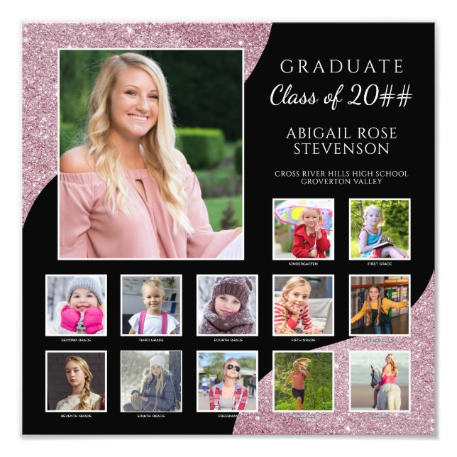 Graduation K-12 Photo Collage Rose Gold (Devant)