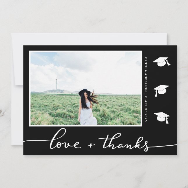 Graduation Love And Thanks Script Photo | Black (Devant)