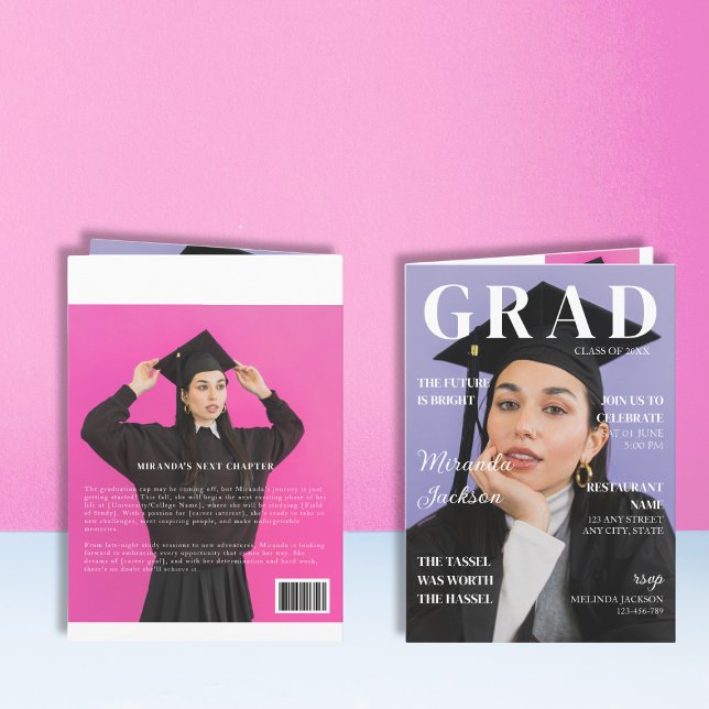 Graduation Magazine Invitation Amusants Livret mod (Graduation Magazine Invitation Fun Modern Booklet)