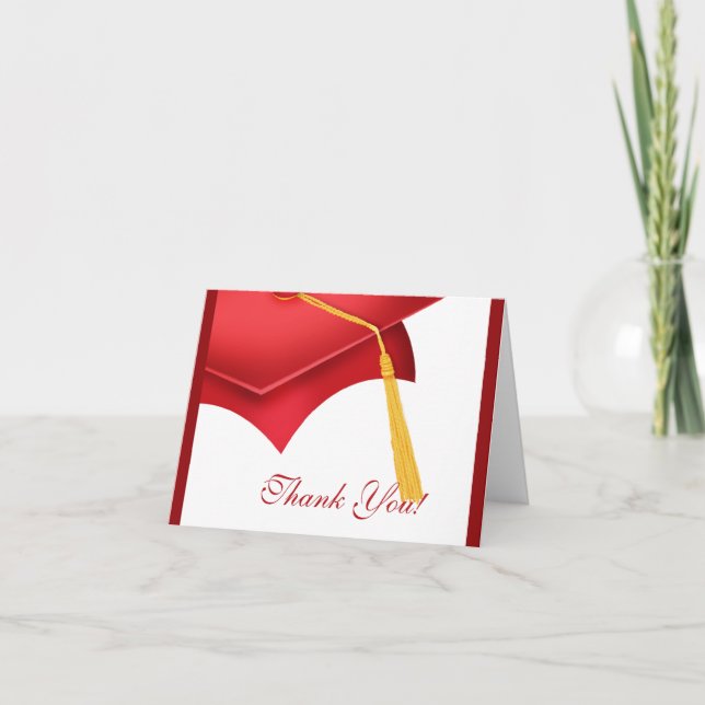 Graduation Merci Note Card blanc Red Grad Casquett (Devant)