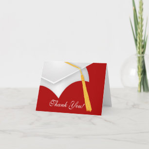Graduation Merci Note Card blanc Red Grad Casquett