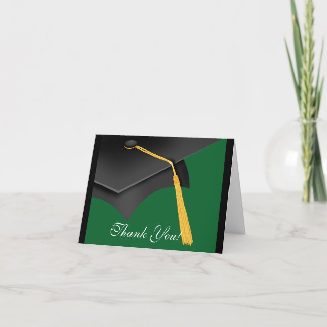 Graduation Merci Note Card Casquette vert noir (Devant)