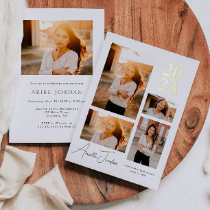 Graduation minimaliste Année Foil Invitation