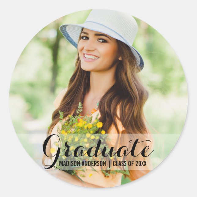 Graduation Modern Photo Nom Stickers (Devant)