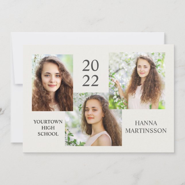 Graduation moderne 3 Photo Collage Faire-part (Devant)