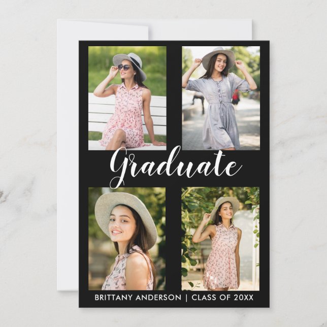 Graduation moderne 4 Carte Faire-part photo (Devant)