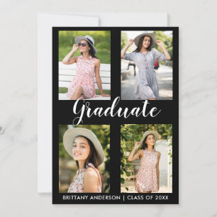 Graduation moderne 4 Carte Faire-part photo