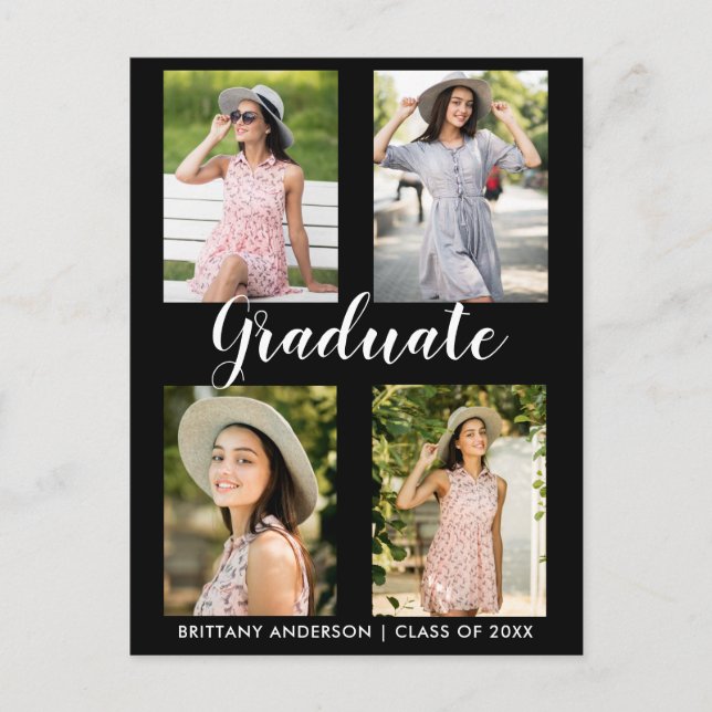 Graduation Moderne 4 Invitation Photo Party (Devant)