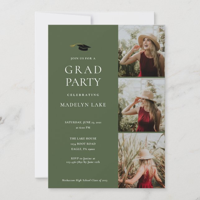 Graduation moderne fête 4 Invitation photo (Devant)