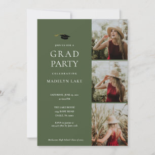 Graduation moderne fête 4 Invitation photo