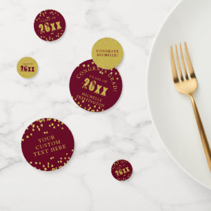 Graduation moderne Maroon Gold Confetti Année de c