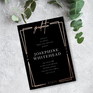 Graduation Moderne Parti Black Foil Invitation