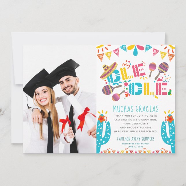 Graduation Muchas Gracias Fiesta Carte de remercie (Devant)