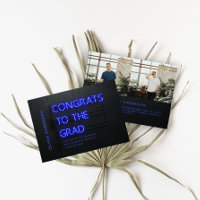 Graduation néon noir bleu félicitations moderne 2 