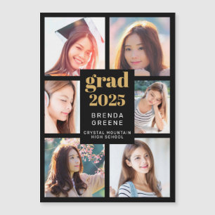 Graduation Noir 6 Photo Collage Or Blanc Script