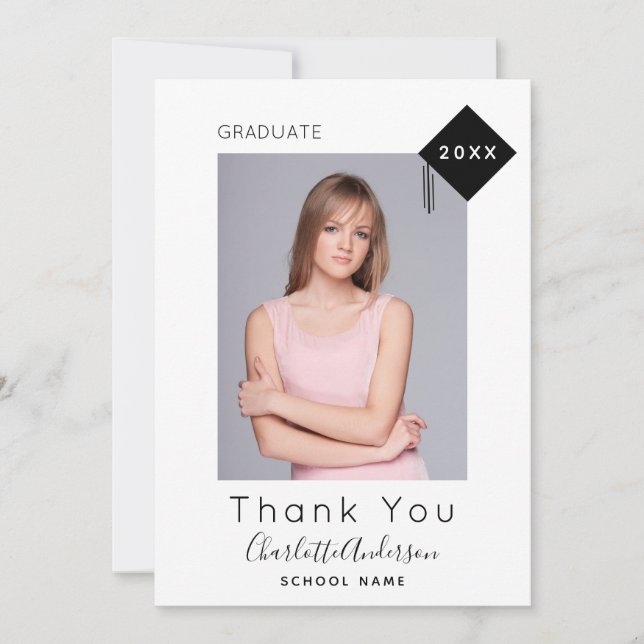 Graduation noir blanc photo moderne merci (Devant)
