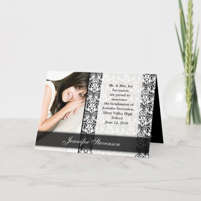 Graduation noire et blanche ou Faire-part de fête (Devant)
