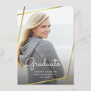 Graduation Or moderne Géométrie Photo Invitation