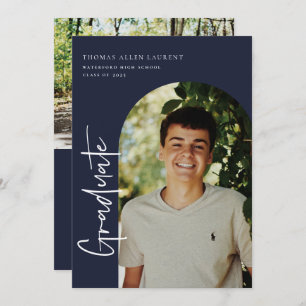 Graduation par script Cadre Arché Photo Invitation