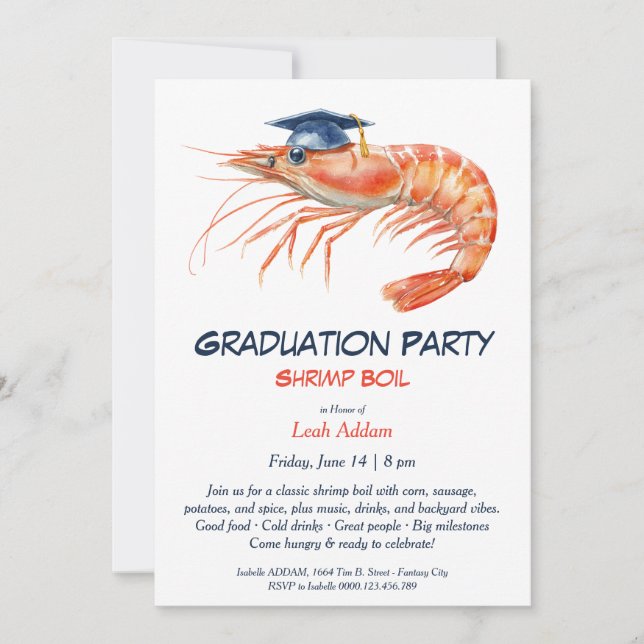 Graduation Parti crevette bouillir Invitation (Devant)
