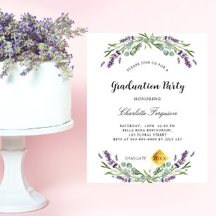 Graduation partie lavande violet invitation budget