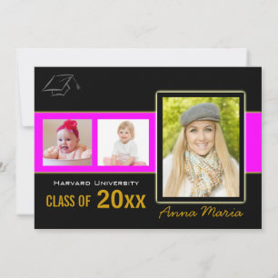 Graduation Party 3 Photos rose Invitation