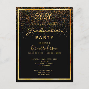 Graduation party black glam or 2025 invitation