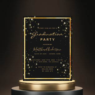 Graduation party black gold bulle 2025 invitation