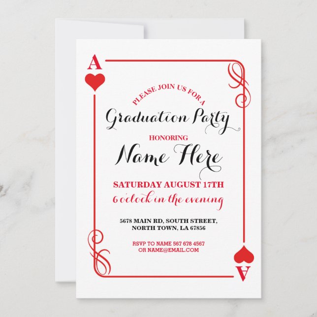 Graduation Party Coeurs jouer carte Vegas Invitati (Devant)