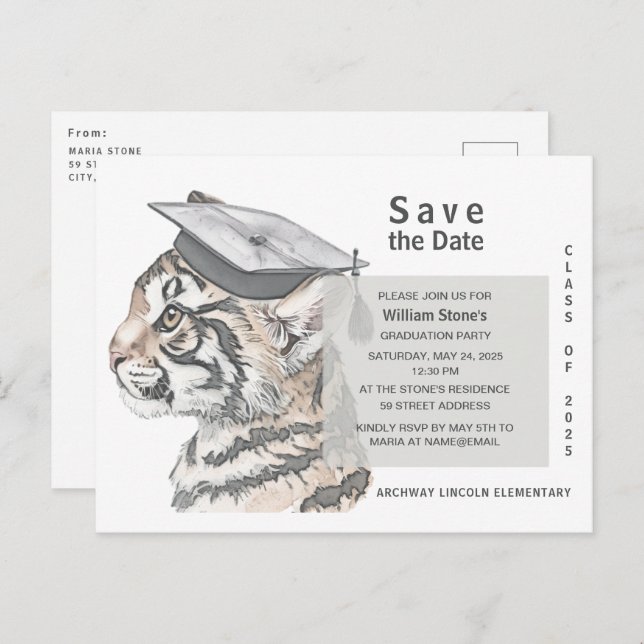 Graduation Party Enregistrer la date Invitation Ca (Devant / Derrière)