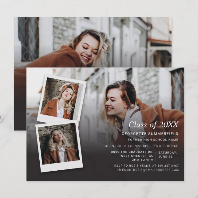 Graduation Party Invitation Photo Collage Script (Devant / Derrière)