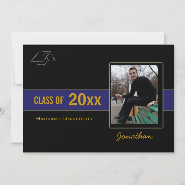 Graduation Party Photo Blue Invitation (Devant)