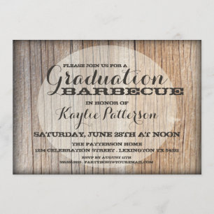Graduation Pays Wood BBQ Grad Party Invitation