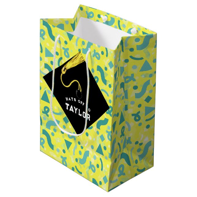 Graduation personnalisée Sac cadeau moyen (Devant Angle)