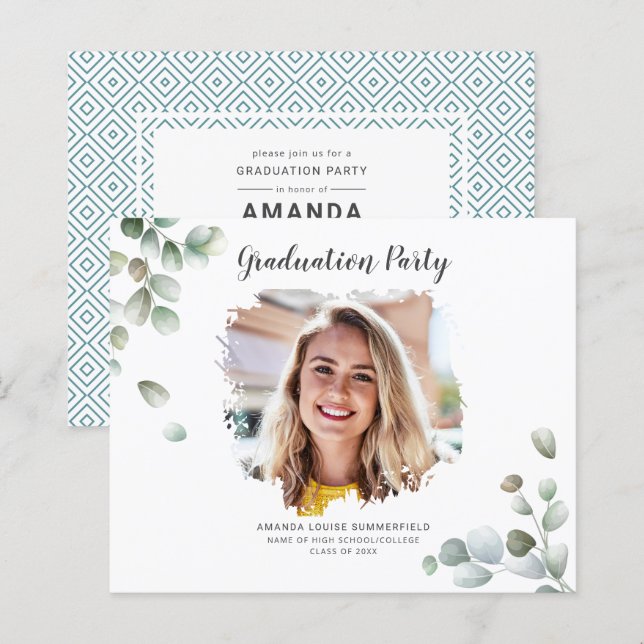 Graduation Photo Class of 2024 Party Invitation (Devant / Derrière)