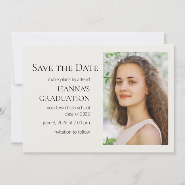 Graduation photo couleur blanche modifiable (Devant)