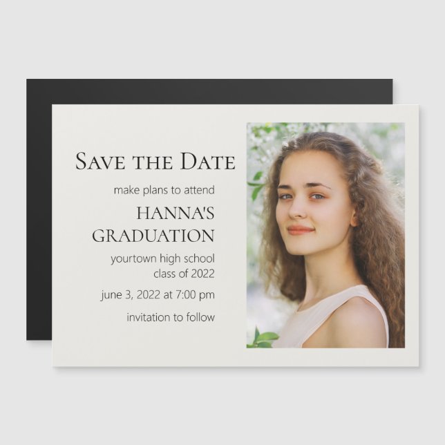 Graduation photo couleur blanche modifiable (Devant / Derrière)