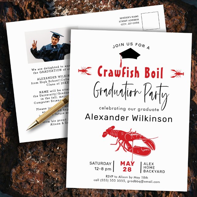 Graduation Photo Crawfish Boil Party Invitation (Créateur téléchargé)