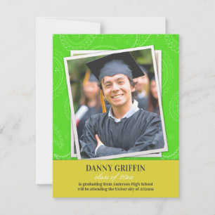 Graduation Photo Faire-part Paisleys