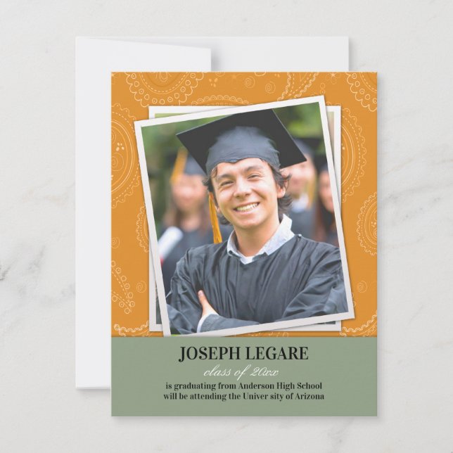 Graduation Photo Faire-part Paisleys (Devant)