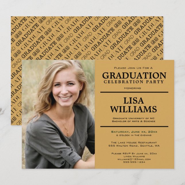 Graduation Photo Party Invitation (Devant / Derrière)
