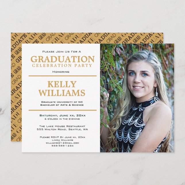 Graduation Photo Party Invitation (Devant / Derrière)