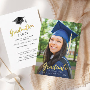 Graduation Photo Script Modern Party Invitation